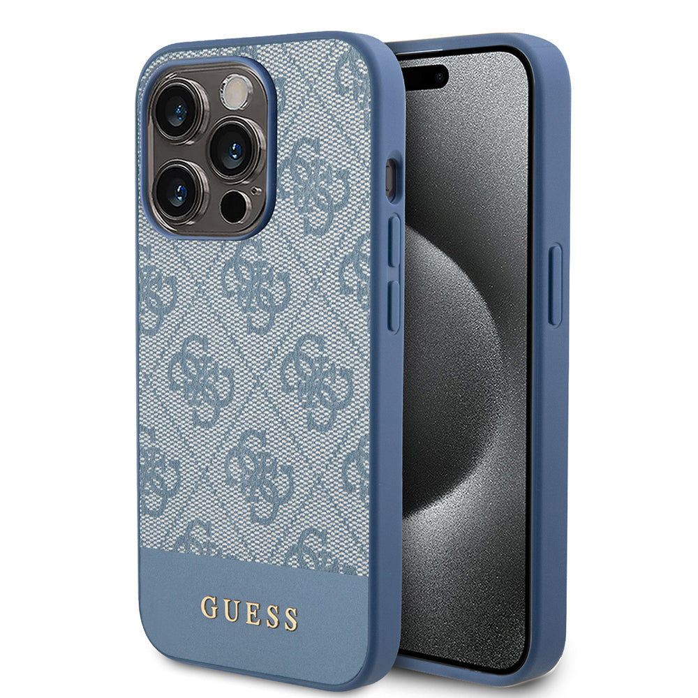 Guess Husa de protectie Guess Hardcase 4G Stripe Collection (GUHCP15LG4GLBL) compatibil cu iPhone 15 Pro, Albastru