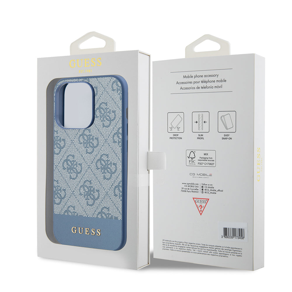 Guess Husa de protectie Guess Hardcase 4G Stripe Collection (GUHCP15LG4GLBL) compatibil cu iPhone 15 Pro, Albastru – ima