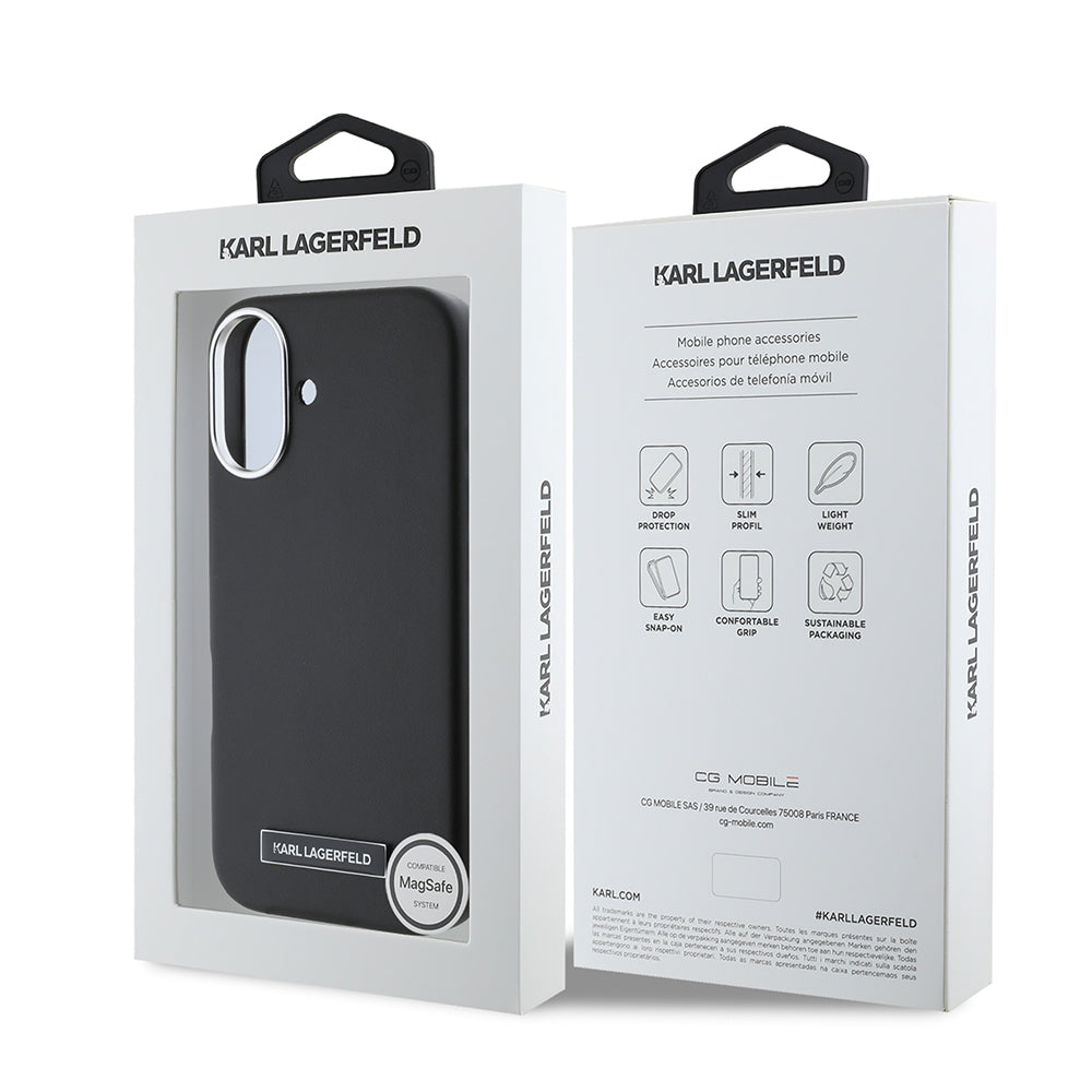 Karl Lagerfeld - Leather MagSafe (KLHMP16MPGMSRPK) - iPhone 16 Plus - FW Metal Plate