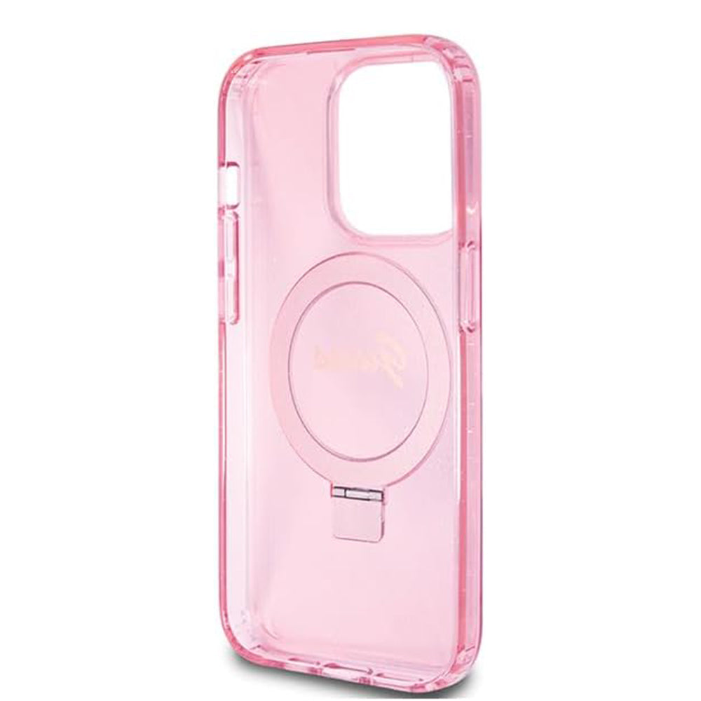 Guess - Ring Stand Script Glitter MagSafe (GUHMP15LHRSGSP) - iPhone 15 Pro - Pink