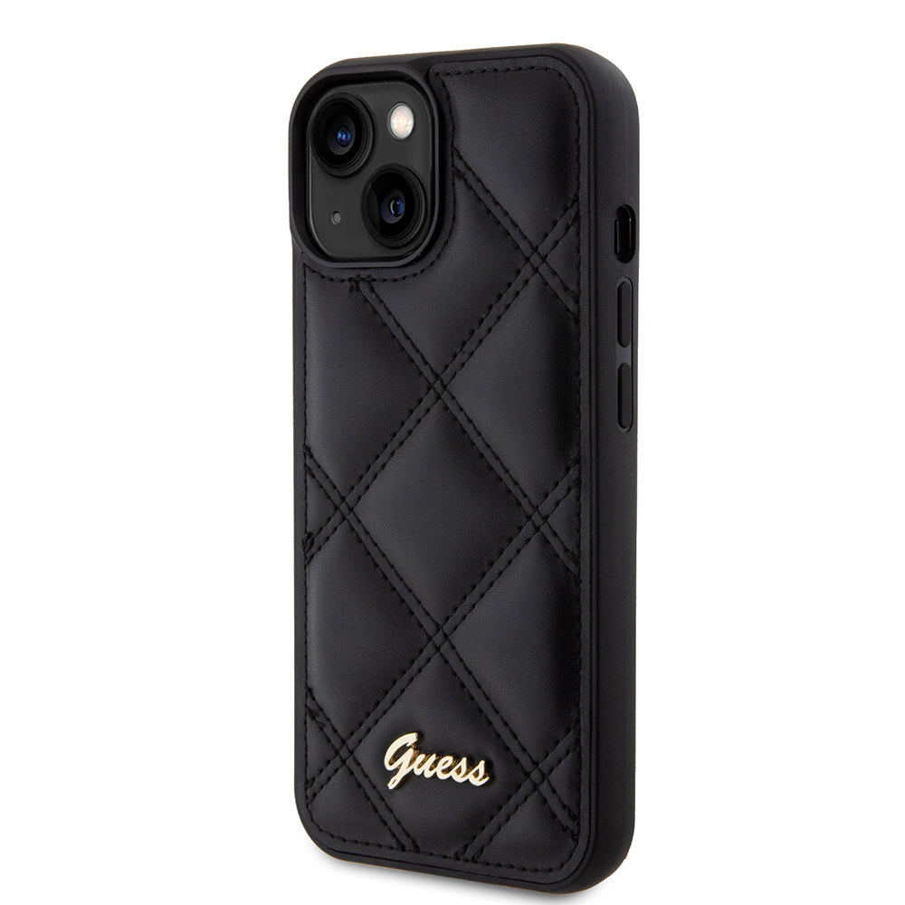 Guess - Quilted Metal Logo (GUHCP15SPSQSQSK) - iPhone 15 - Black