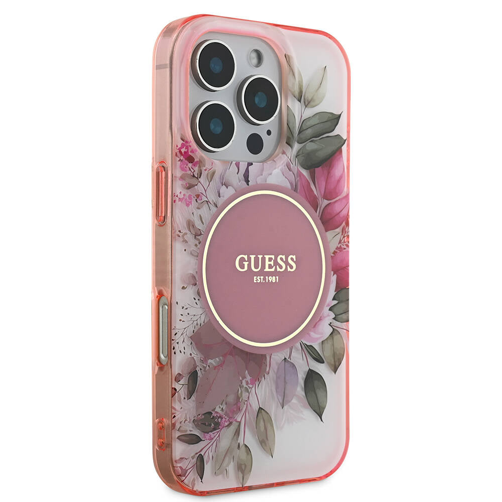 Guess - IML Flower & Tonal Circle MagSafe (GUHMP16XHFWBDCEP) - iPhone 16 Pro Max - Pink