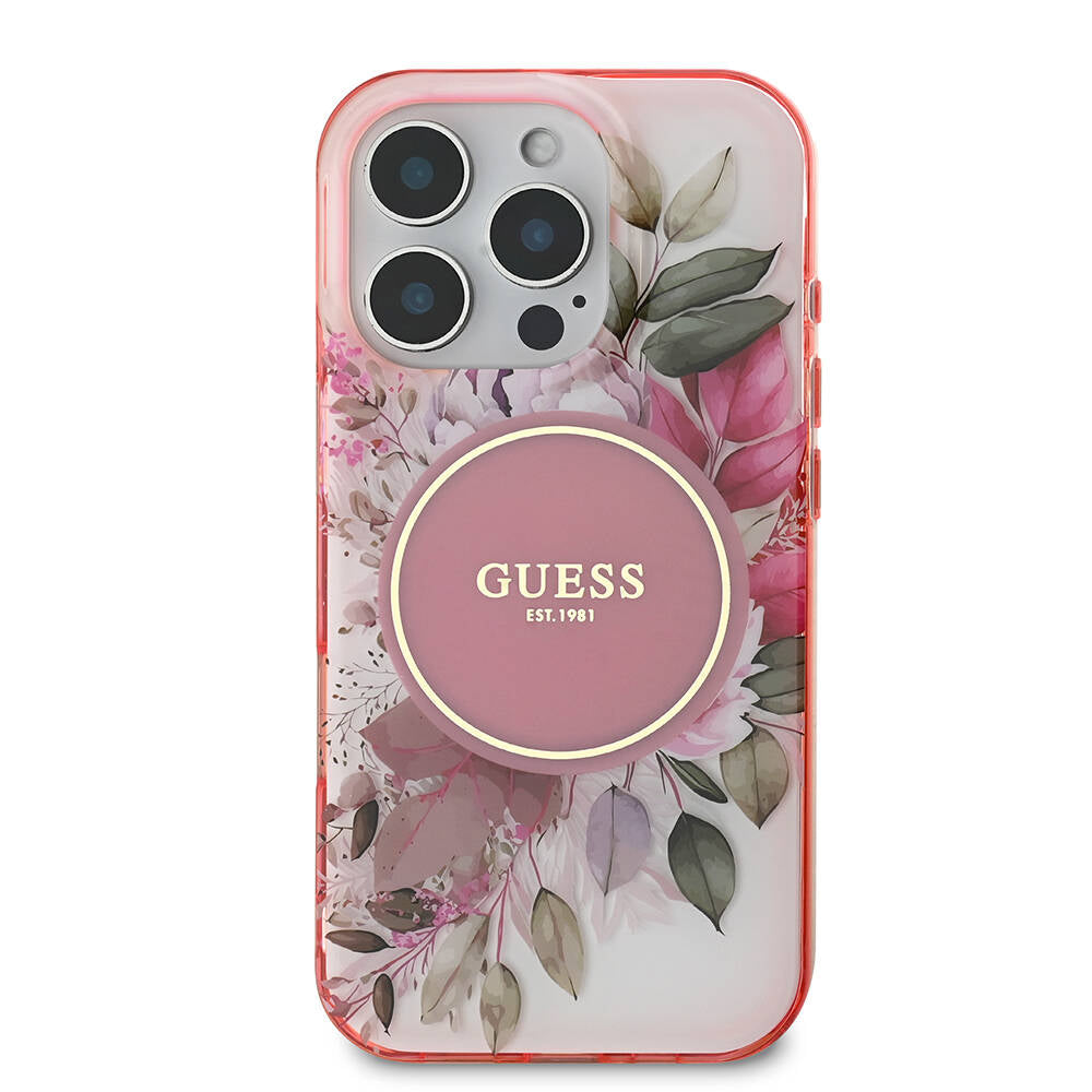 Guess - IML Flower & Tonal Circle MagSafe (GUHMP16XHFWBDCEP) - iPhone 16 Pro Max - Pink