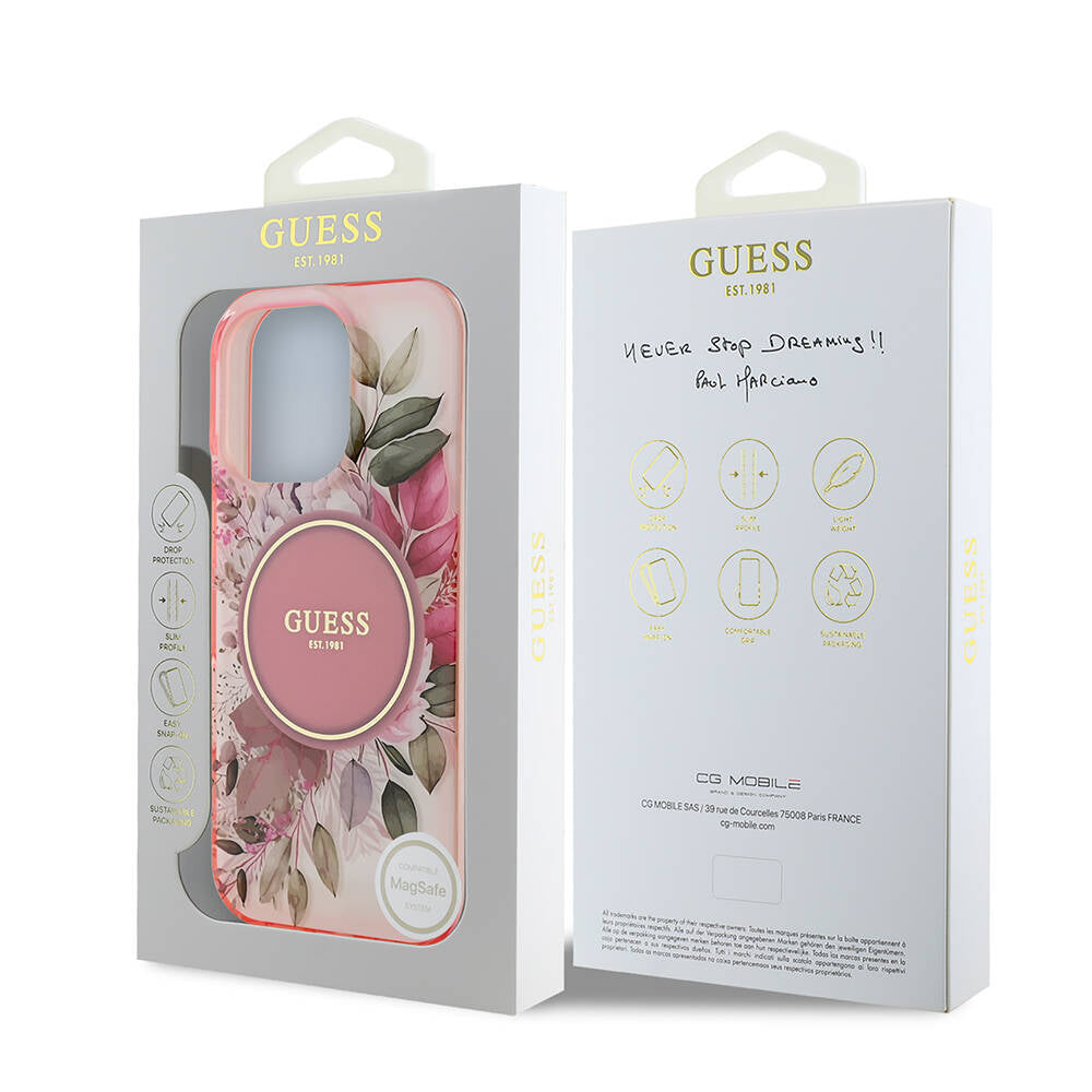 Guess - IML Flower & Tonal Circle MagSafe (GUHMP16XHFWBDCEP) - iPhone 16 Pro Max - Pink