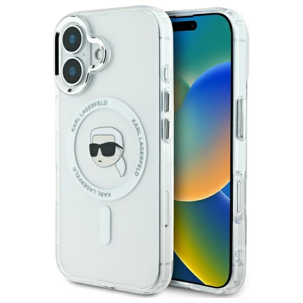 Karl Lagerfeld - IML MagSafe (KLHMP16MHLSKIH) - iPhone 16 Plus - White Karl`s Head