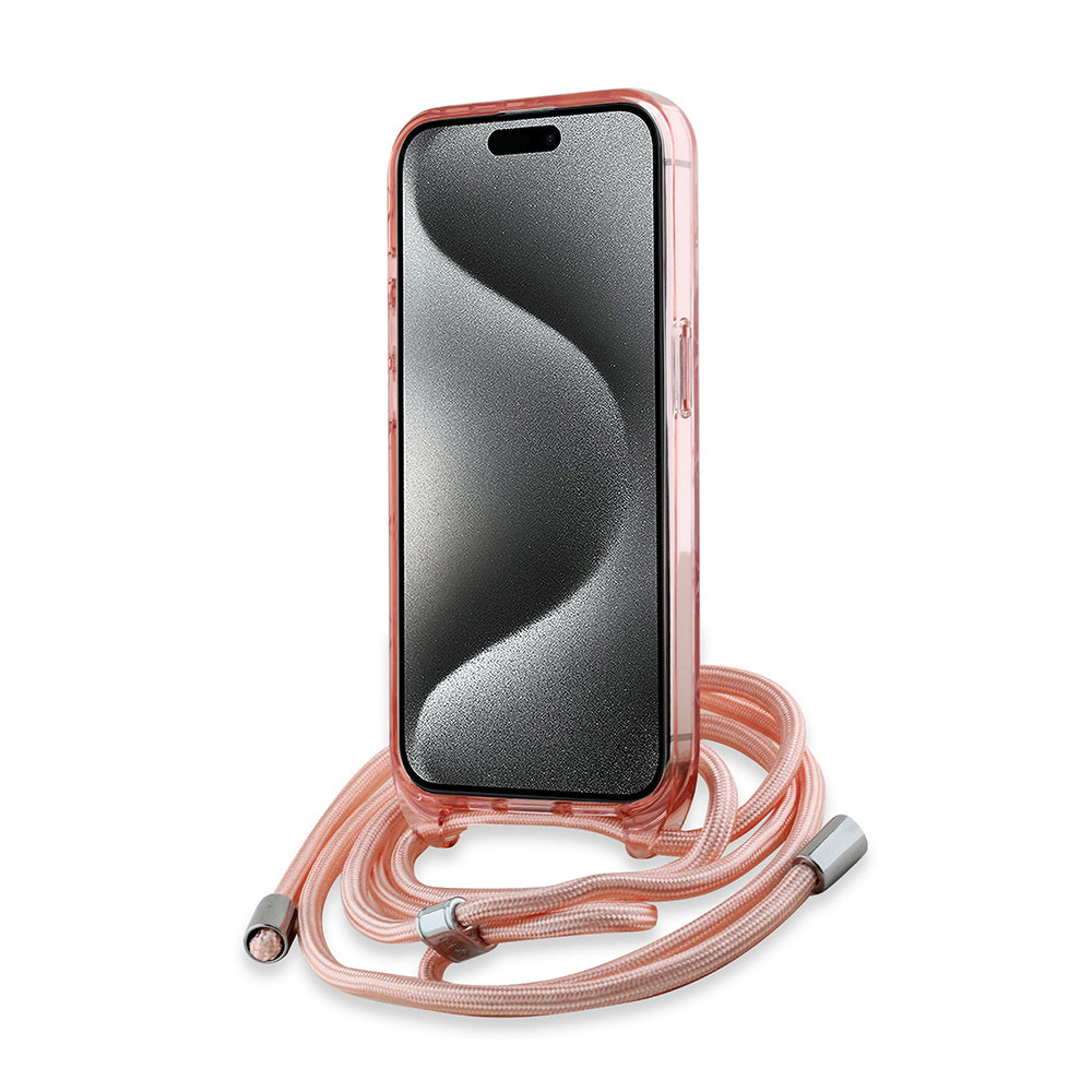 Karl Lagerfeld - IML Crossbody MagSafe (KLHMP15LHCKCKLCP) - iPhone 15 Pro - Pink Monogram Karl&Choupette Head