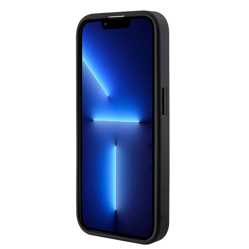 Guess - Grip Stand 4G Saffiano Strass - iPhone 15 Pro Max (GUHCP15XPGSSADK) - Black