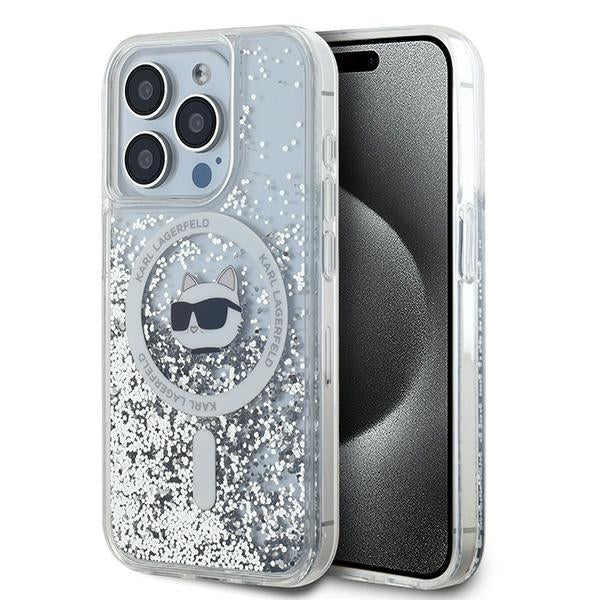 Karl Lagerfeld - Liquid Glitter MagSafe (KLHMP15XLGCHSGH) - iPhone 15 Pro Max - Transparent Choupette Head