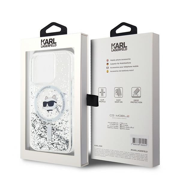 Karl Lagerfeld - Liquid Glitter MagSafe (KLHMP15XLGCHSGH) - iPhone 15 Pro Max - Transparent Choupette Head
