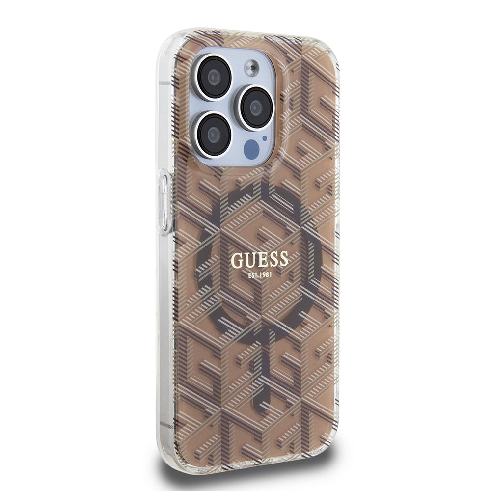 Guess - IML GCube MagSafe (GUHMP15XHGCUSTGW) - iPhone 15 Pro Max - Brown
