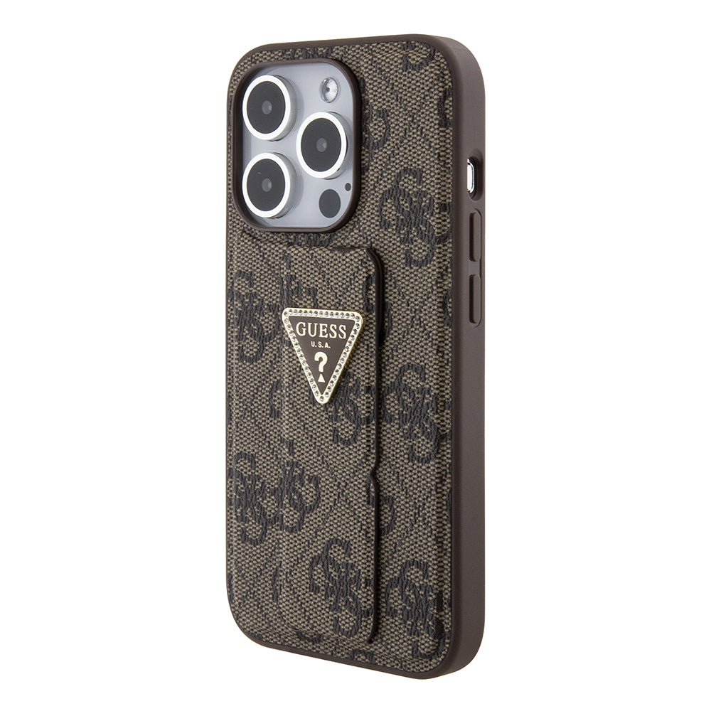 Guess - Grip Stand 4G Triangle Strass (GUHCP15LPGS4TDW) - iPhone 15 Pro - Brown