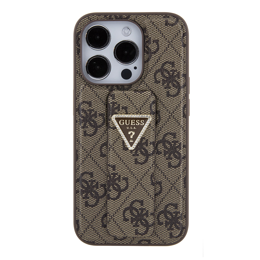 Guess - Grip Stand 4G Triangle Strass (GUHCP15LPGS4TDW) - iPhone 15 Pro - Brown