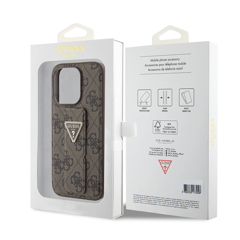 Guess - Grip Stand 4G Triangle Strass (GUHCP15LPGS4TDW) - iPhone 15 Pro - Brown
