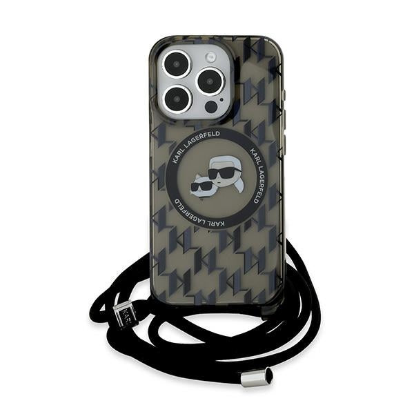 Karl Lagerfeld - IML Crossbody MagSafe (KLHMP15XHCKCKLCK) - iPhone 15 Pro Max - Monogram Karl&Choupette Head