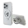 Karl Lagerfeld - Hardcase Ring Stand MagSafe (KLHMP15LHMRSKCH) - iPhone 15 Pro - White Karl&Choupette