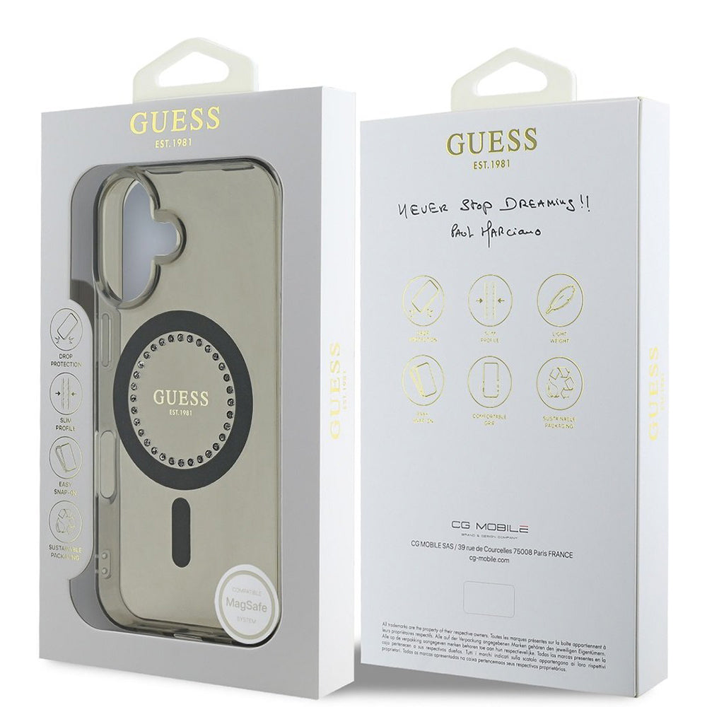 Guess - IML Rhinestones MagSafe (GUHMP16SPFTDTEK) - iPhone 16 - Black