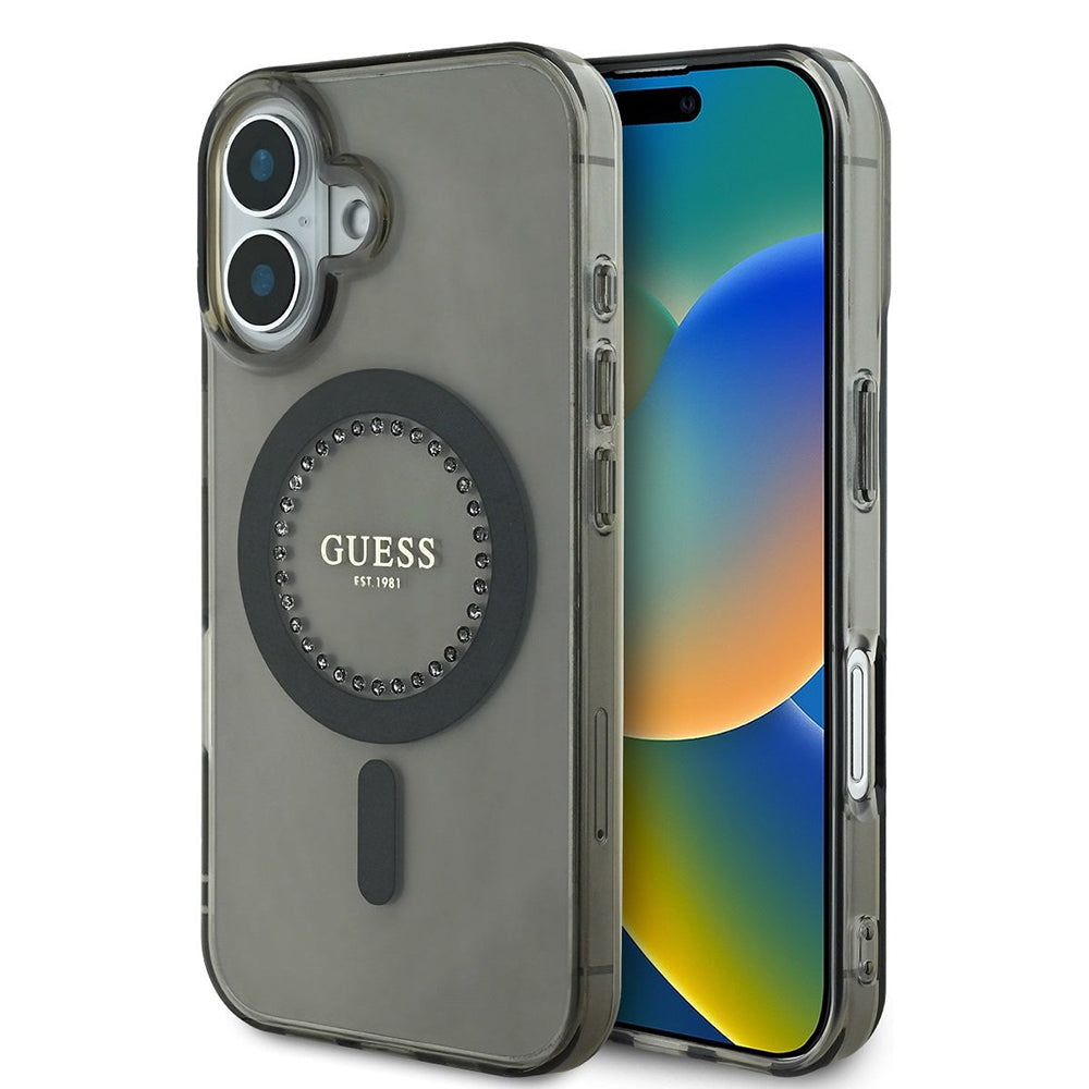 Guess - IML Rhinestones MagSafe (GUHMP16MPFTDTEK) - iPhone 16 Plus - Black
