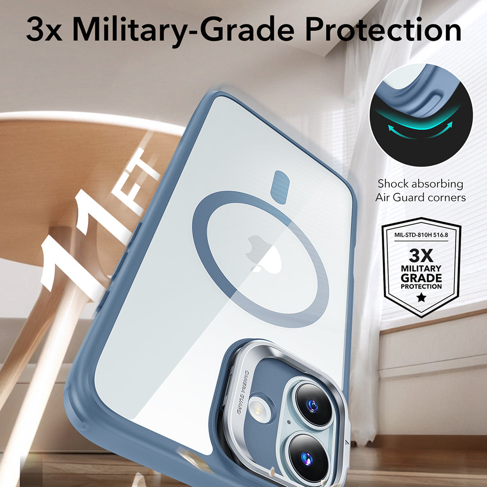 ESR - Classic Hybrid HaloLock Kickstand - iPhone 16 - Clear Blue