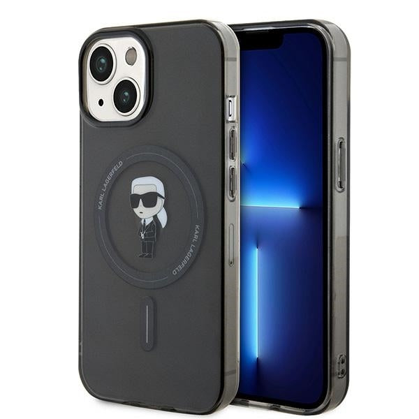 Husa de protectie Karl Lagerfeld IML MagSafe compatibil cu iPhone 15, Negru