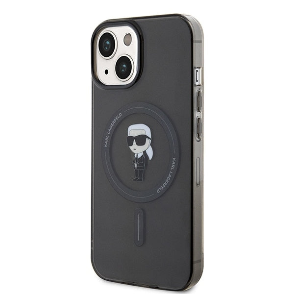 Husa de protectie Karl Lagerfeld IML MagSafe compatibil cu iPhone 15, Negru