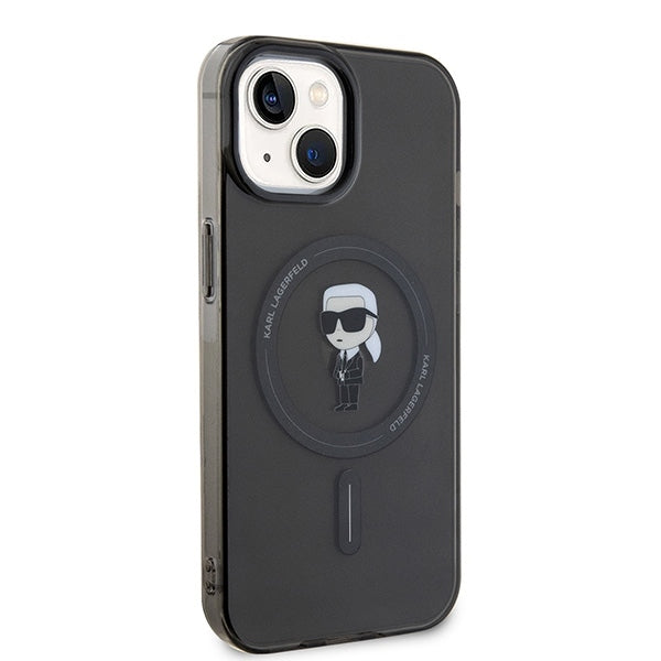 Husa de protectie Karl Lagerfeld IML MagSafe compatibil cu iPhone 15, Negru