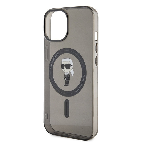 Husa de protectie Karl Lagerfeld IML MagSafe compatibil cu iPhone 15, Negru