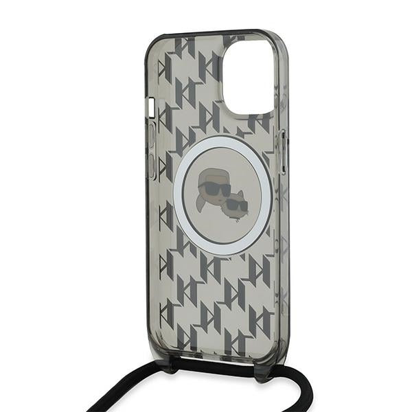 Karl Lagerfeld - IML Crossbody MagSafe (KLHMP15SHCKCKLCK) - iPhone 15 - Monogram Karl&Choupette Head