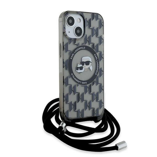 Karl Lagerfeld - IML Crossbody MagSafe (KLHMP15SHCKCKLCK) - iPhone 15 - Monogram Karl&Choupette Head