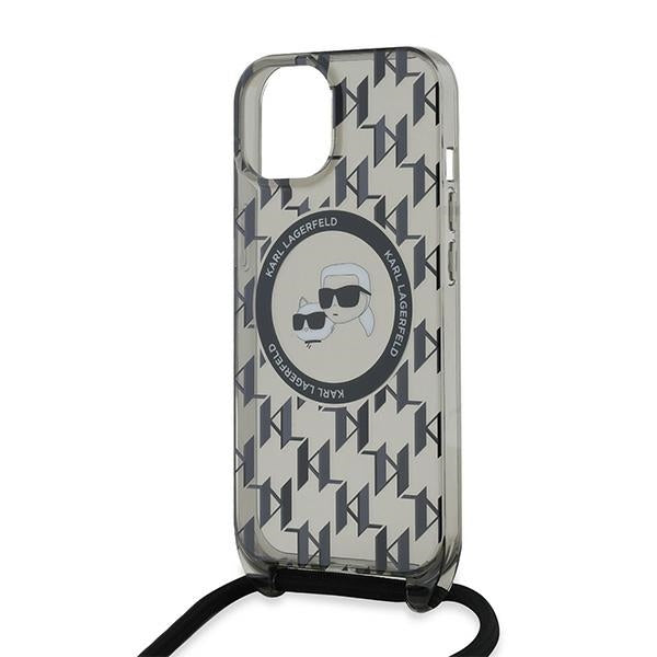 Karl Lagerfeld - IML Crossbody MagSafe (KLHMP15SHCKCKLCK) - iPhone 15 - Monogram Karl&Choupette Head
