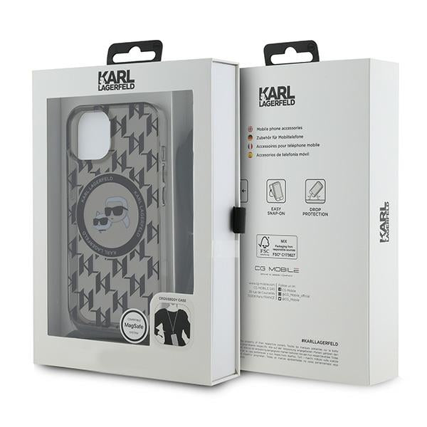 Karl Lagerfeld - IML Crossbody MagSafe (KLHMP15SHCKCKLCK) - iPhone 15 - Monogram Karl&Choupette Head