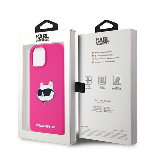 Karl Lagerfeld - Silicone MagSafe (KLHMP15MSCHPPLF) - iPhone 15 Plus - Fuschia Choupette Head