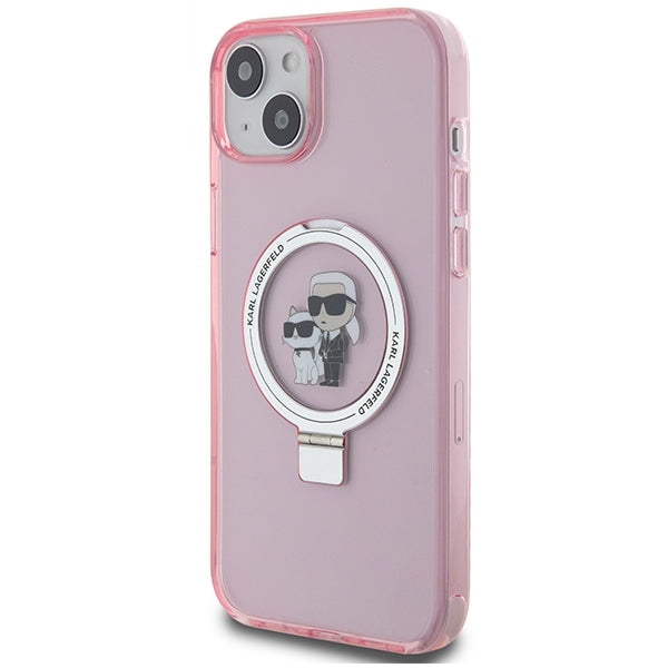 Karl Lagerfeld - Hardcase Ring Stand MagSafe (KLHMP15MHMRSKCP) - iPhone 15 Plus - Pink Karl&Choupette