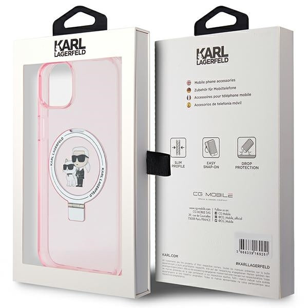 Karl Lagerfeld - Hardcase Ring Stand MagSafe (KLHMP15MHMRSKCP) - iPhone 15 Plus - Pink Karl&Choupette