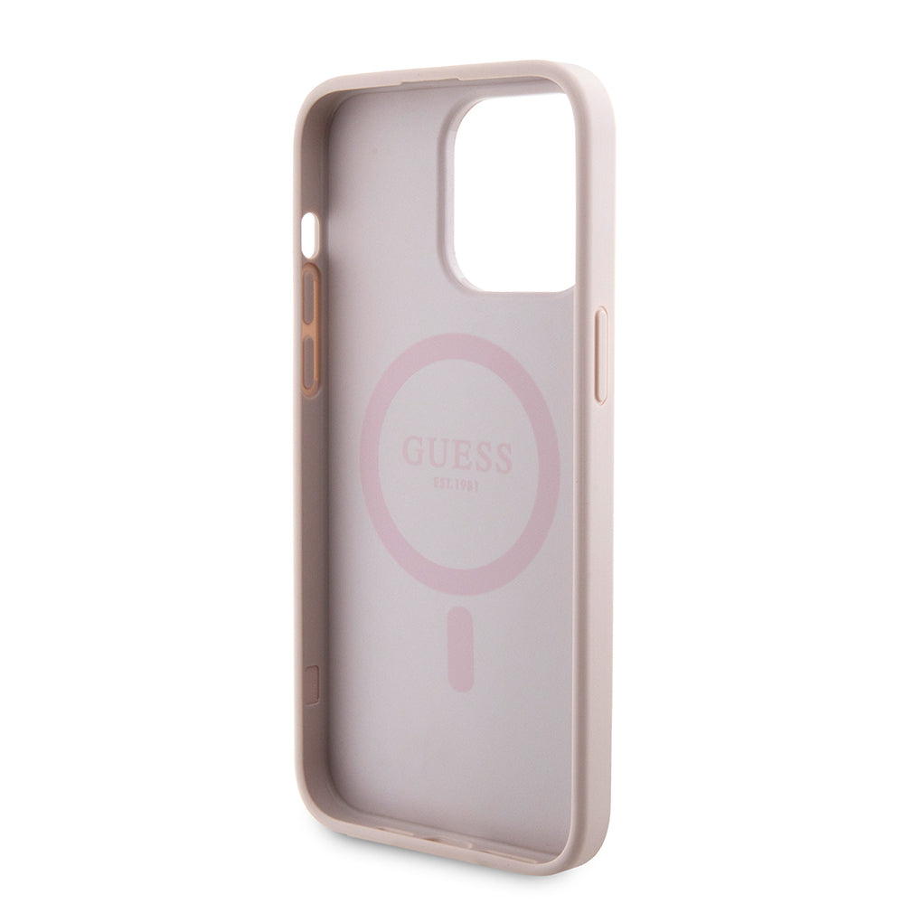 Husa de protectie Guess Hardcase Powerbank MagSafe compatibil cu iPhone 15 Pro Max, Roz