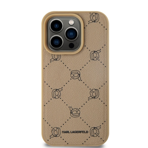 Karl Lagerfeld - Leather MagSafe (KLHMP15LPGKHPHE) - iPhone 15 Pro - Beige Karl Head