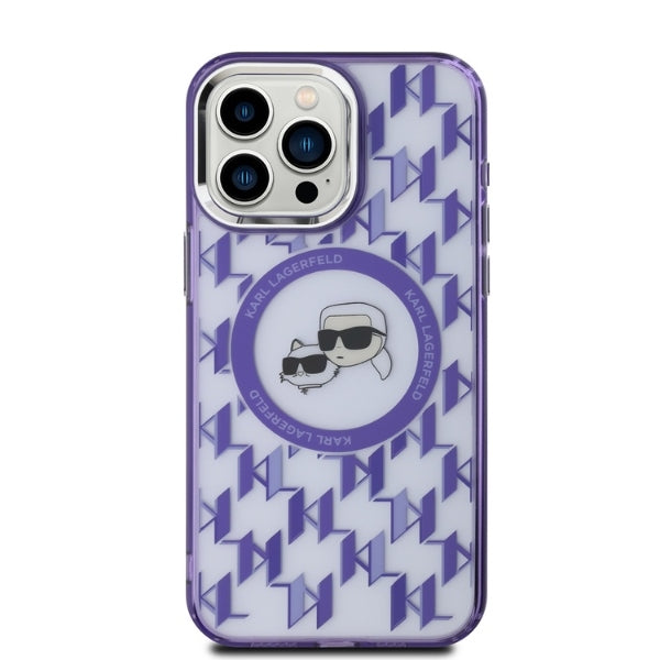 Karl Lagerfeld - IML MagSafe (KLHMP15LHMCKMHU) - iPhone 15 Pro - Purple Monogram Karl&Choupette Head