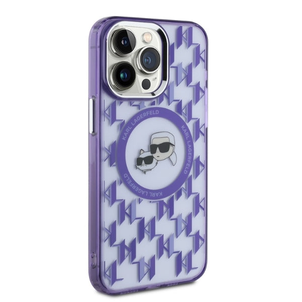 Karl Lagerfeld - IML MagSafe (KLHMP15LHMCKMHU) - iPhone 15 Pro - Purple Monogram Karl&Choupette Head