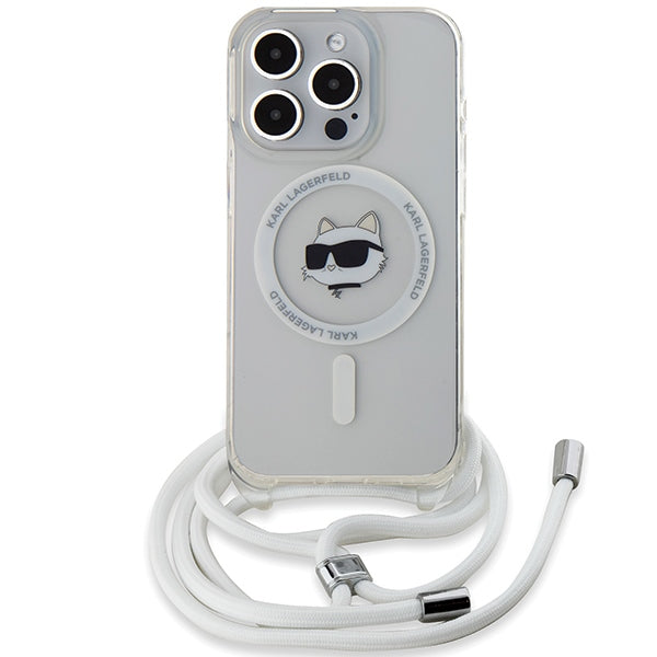 Karl Lagerfeld - IML Crossbody MagSafe (KLHMP15SLHCCHNT) - iPhone 15 Pro - Transparent Choupette Head&Cord