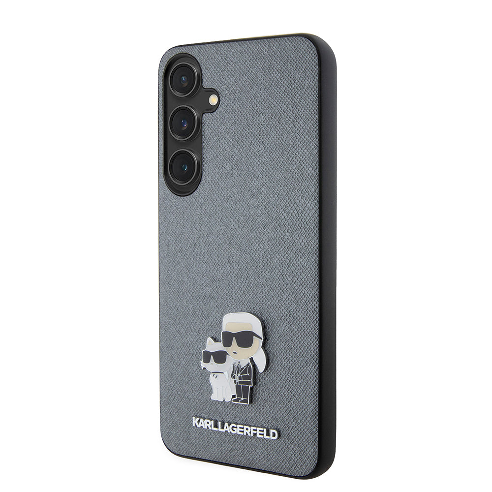 Karl Lagerfeld - Saffiano (KLHCS24MPSAKCMPG) - Samsung Galaxy S24 Plus - Grey Karl&Choupette Metal Pin