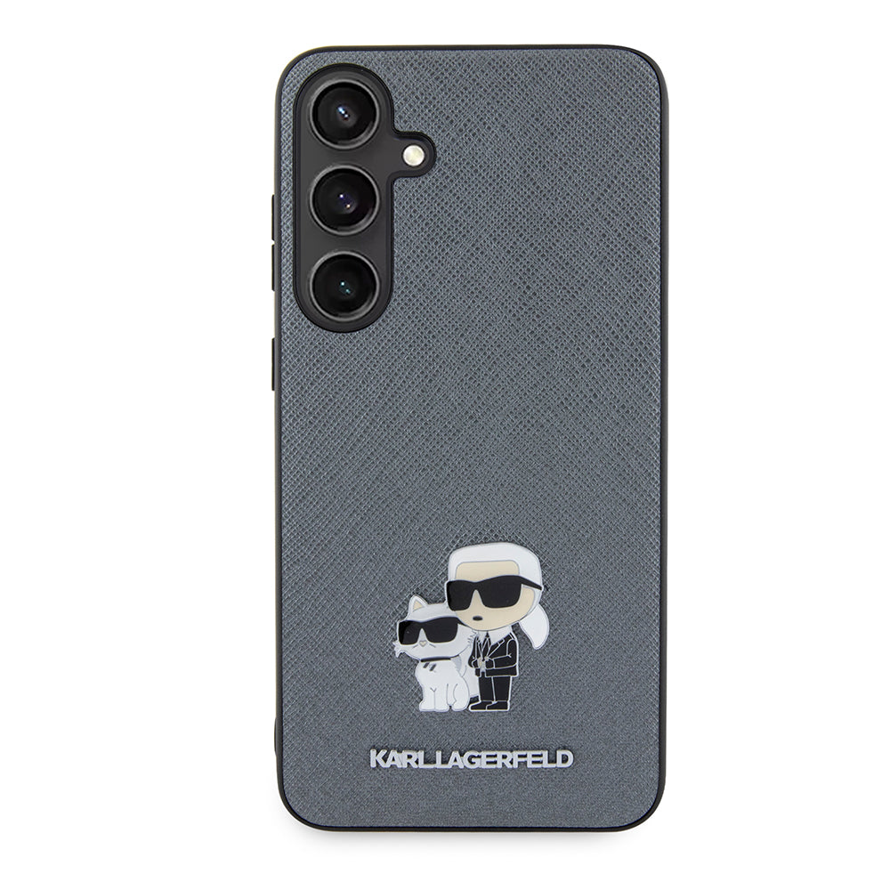 Karl Lagerfeld - Saffiano (KLHCS24MPSAKCMPG) - Samsung Galaxy S24 Plus - Grey Karl&Choupette Metal Pin