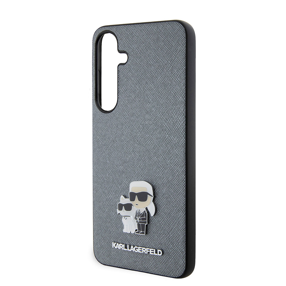 Karl Lagerfeld - Saffiano (KLHCS24MPSAKCMPG) - Samsung Galaxy S24 Plus - Grey Karl&Choupette Metal Pin