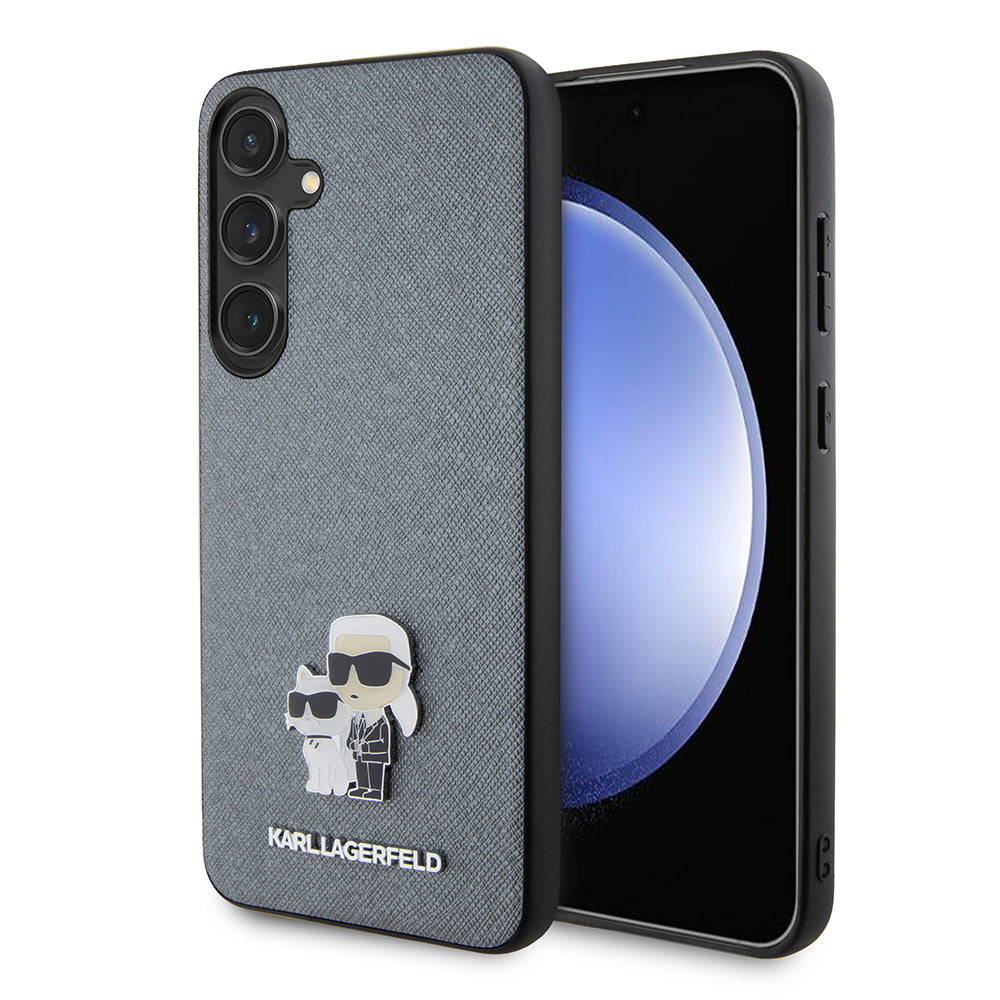 Karl Lagerfeld - Saffiano (KLHCS24MPSAKCMPG) - Samsung Galaxy S24 Plus - Grey Karl&Choupette Metal Pin