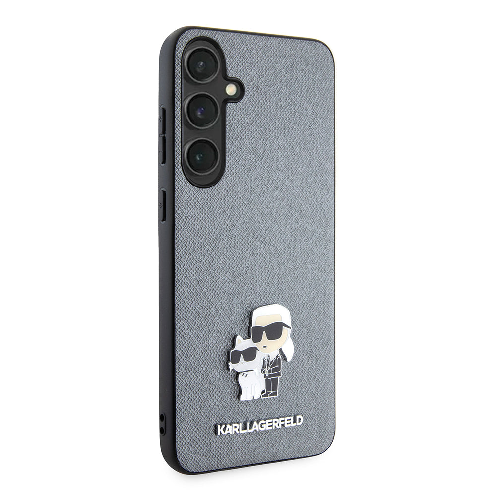 Karl Lagerfeld - Saffiano (KLHCS24MPSAKCMPG) - Samsung Galaxy S24 Plus - Grey Karl&Choupette Metal Pin