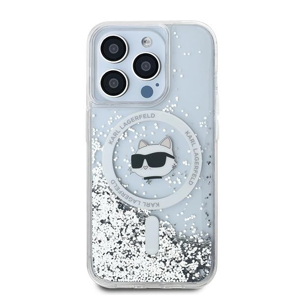 Karl Lagerfeld - Liquid Glitter MagSafe (KLHMP14LLGCHSGH) - iPhone 14 Pro - Transparent Choupette Head