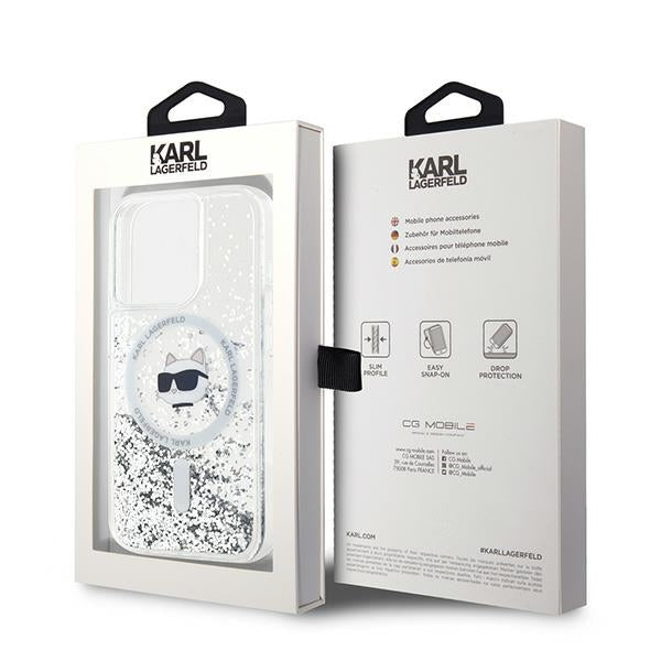 Karl Lagerfeld - Liquid Glitter MagSafe (KLHMP14LLGCHSGH) - iPhone 14 Pro - Transparent Choupette Head
