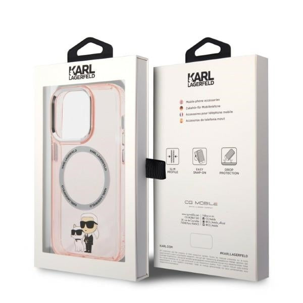 Karl Lagerfeld - Hardcase MagSafe (KLHMP14LHNKCIP) - iPhone 14 Pro - Pink Iconic Karl&Choupette