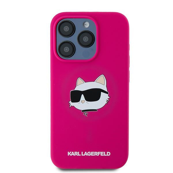 Karl Lagerfeld - Silicone MagSafe (KLHMP15XSCHPPLF) - iPhone 15 Pro Max - Fuchsia Choupette Head