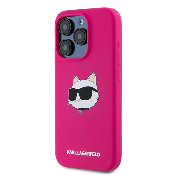 Karl Lagerfeld - Silicone MagSafe (KLHMP15XSCHPPLF) - iPhone 15 Pro Max - Fuchsia Choupette Head