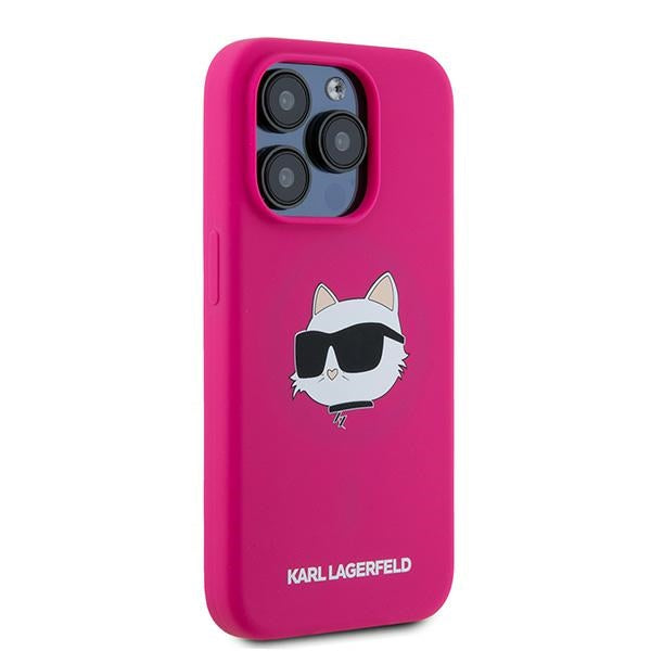 Karl Lagerfeld - Silicone MagSafe (KLHMP15XSCHPPLF) - iPhone 15 Pro Max - Fuchsia Choupette Head