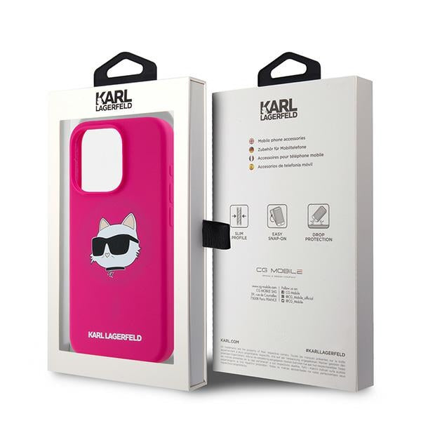 Karl Lagerfeld - Silicone MagSafe (KLHMP15XSCHPPLF) - iPhone 15 Pro Max - Fuchsia Choupette Head
